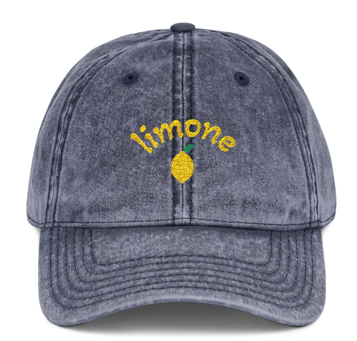 Limone embroidered cap in Navy