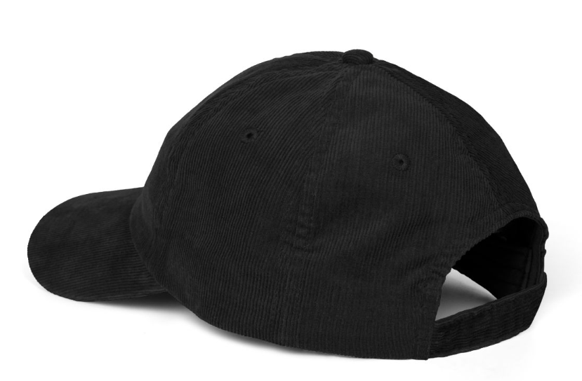 BOH VABBÈ DAI cap in Black corduroy, rear-side view