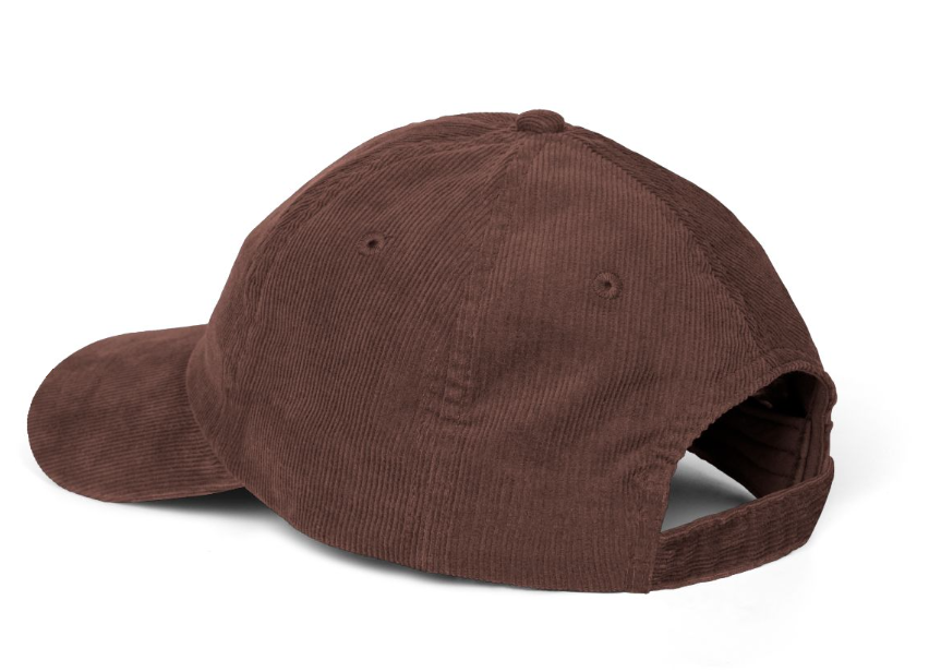 Tiramisù cap in Dark Brown corduroy, rear-side view