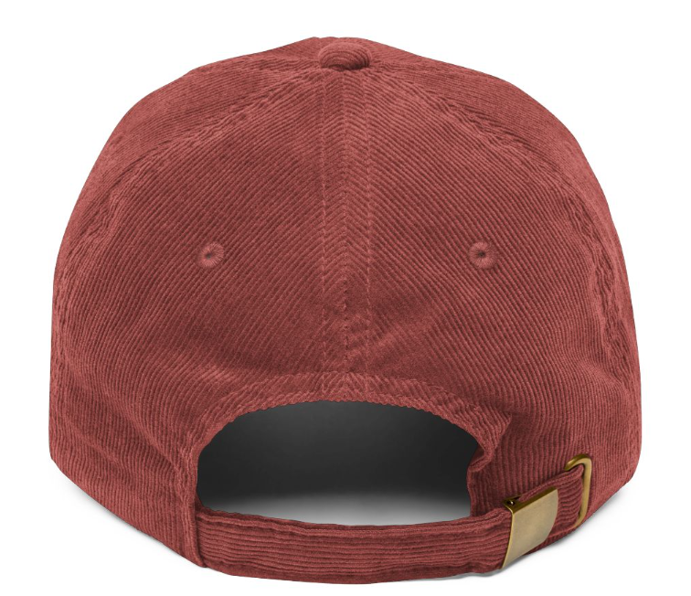 Vino cap in Burgundy corduroy, back view