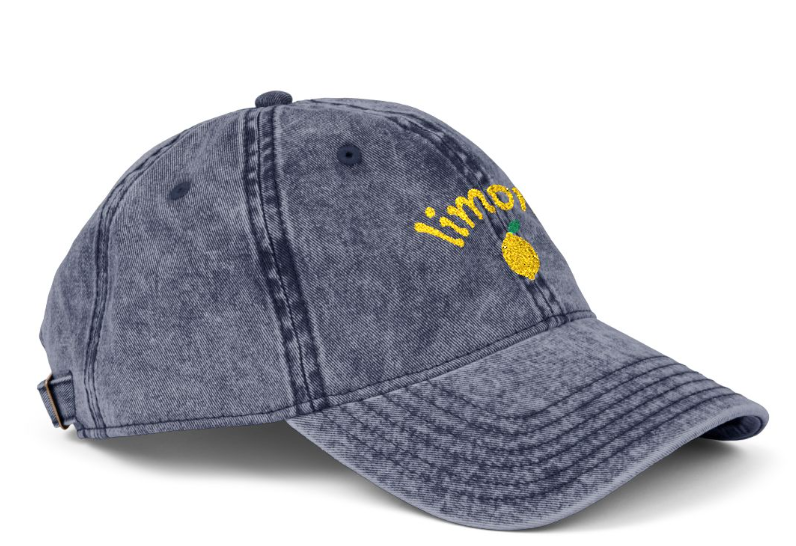 Limone embroidered cap in Navy, angled view