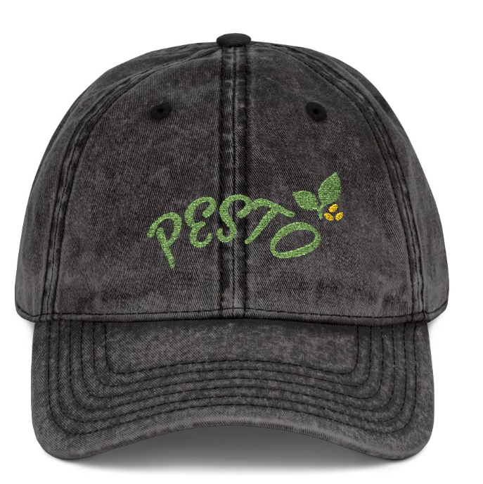 Pesto embroidered cap in Black